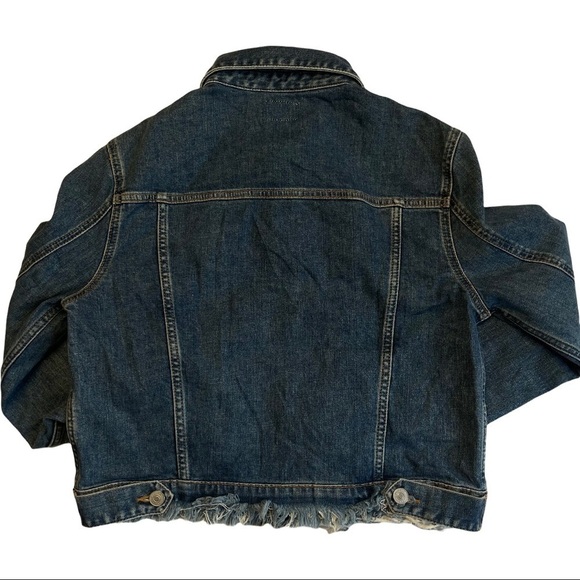 Hudson Size Medium Garrison Cropped Blue Jean Denim Distressed Ripped Jacket - Picture 9 of 13